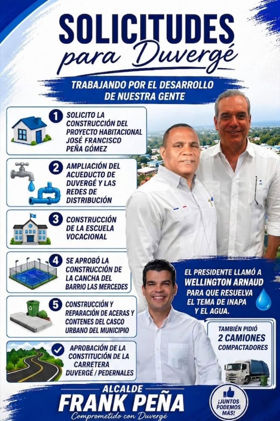 DURANTE LA VISITA DEL PTE. LUIS ABINADER, EL ALCALDE FRANK PEÑA PRESENTÓ UNA SERIE DE SOLICITUDES